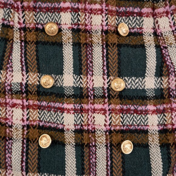 PINK LILY plaid mini skirt with gold buttons size S - Picture 4 of 9